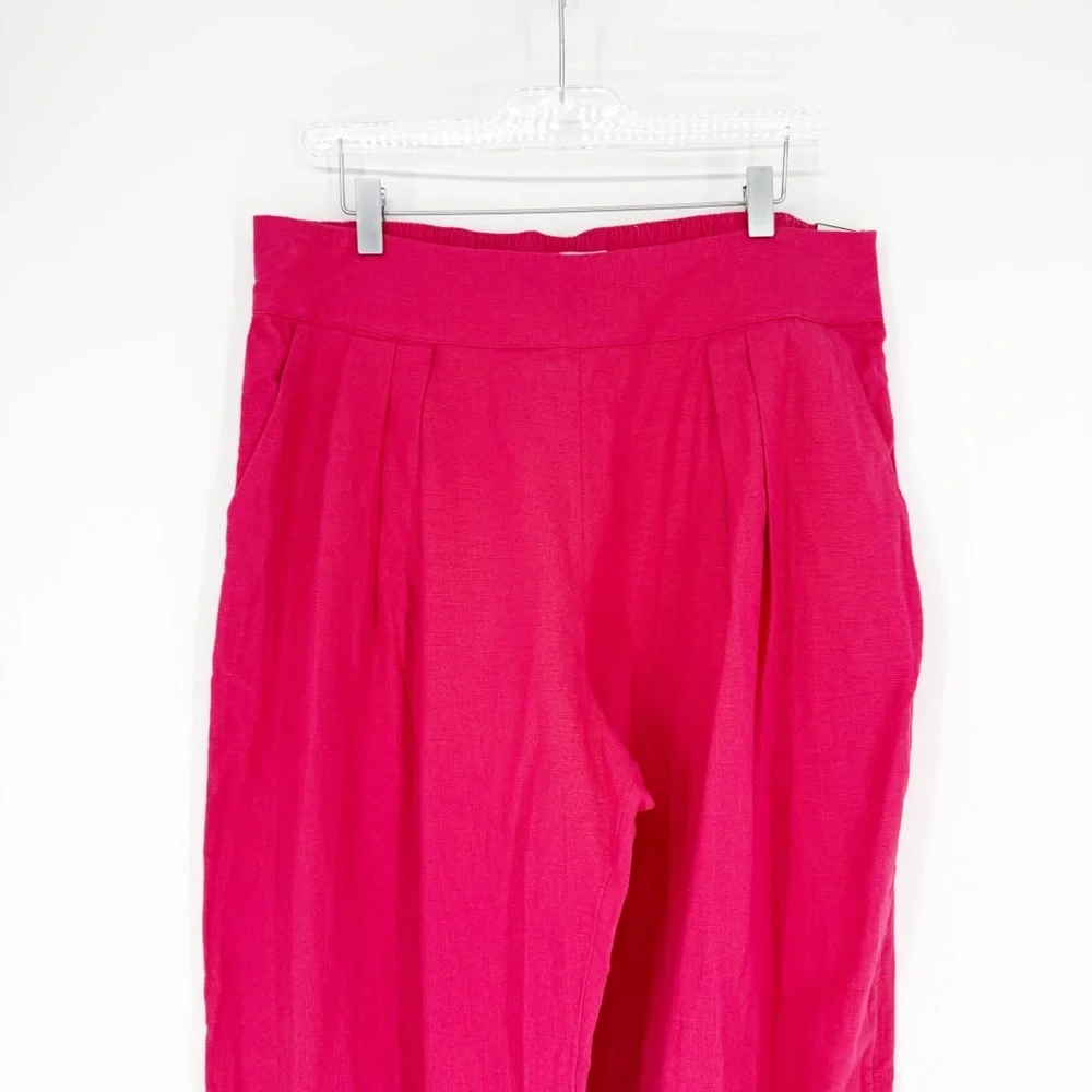 NWT Abercrombie & Fitch Wide Leg‎ Linen Blend Pull On Pants L Pink - Picture 4 of 8